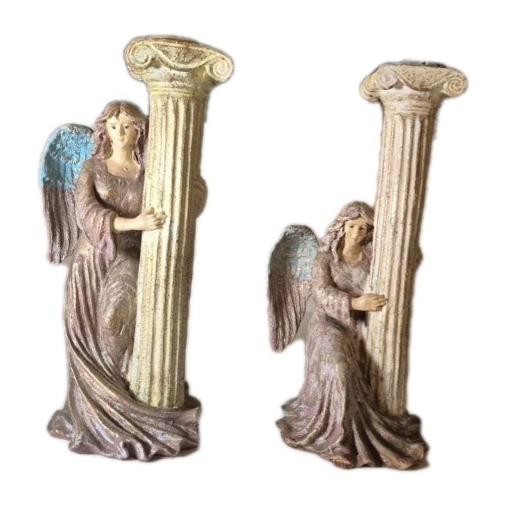 Set/2 1990's Vintage 10" Silvestri Christmas Angel Paper Mache Candle Holders